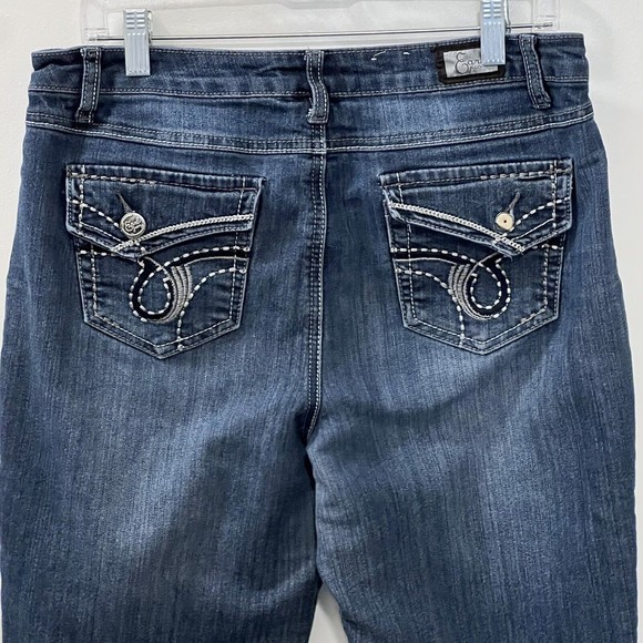 Earl JeansWomens Embroidered Stretch Denim Cropped Pants Flap Pockets Size 10 - Picture 5 of 12